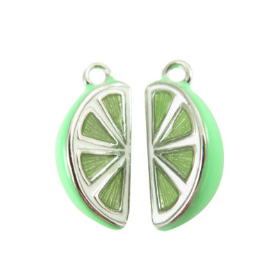 rhodium plated lime slice charms