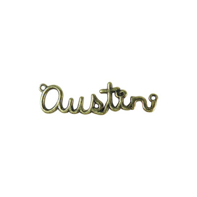 antiqued brass Austin name plate charms