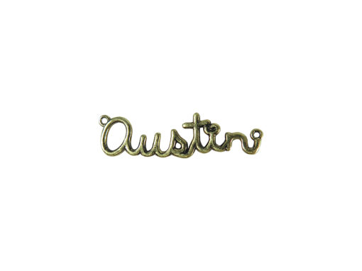 antiqued brass Austin name plate charms