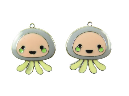 rhodium plated jelly fish charms