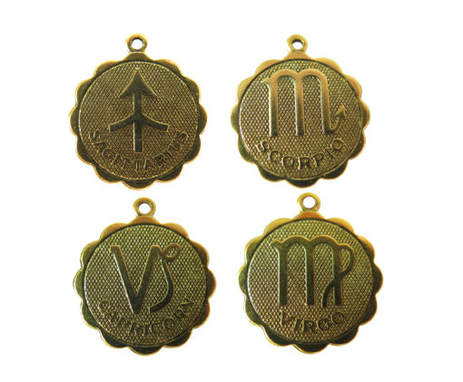 antiqued astrological pendants