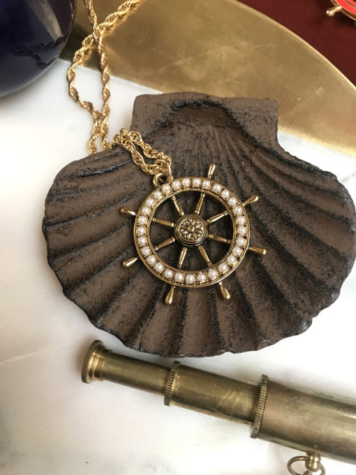 pearlized wheel at the helm necklace