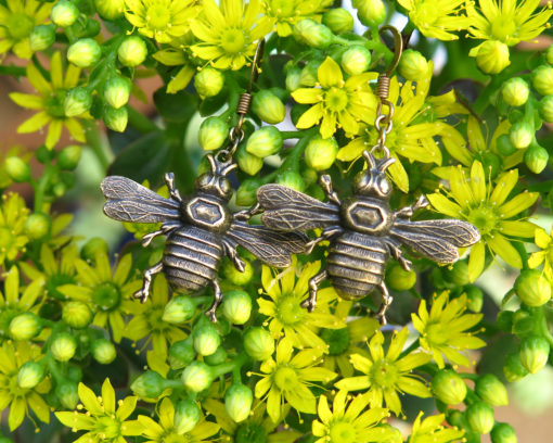 brass bumble bee earrings