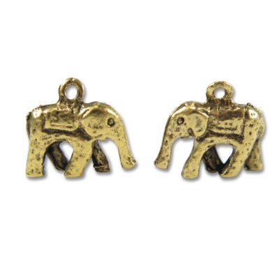 antiqued gold plated white metal elephant charms