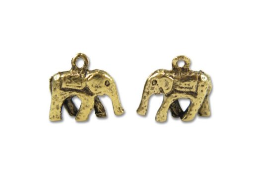 antiqued gold plated white metal elephant charms
