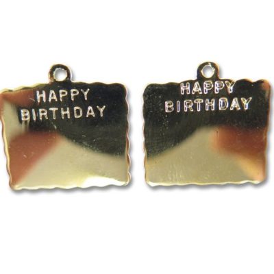 vintage gold plated happy birthday plaque charms
