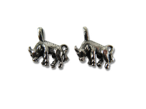 antiqued rhodium plated bull charms