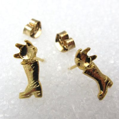 vintage gold plated boot stud earring findings with rhinestone