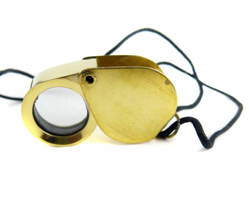 raw brass working map/jewelers magnifier with cord