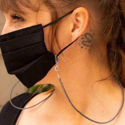 grey leather necklace for your mask