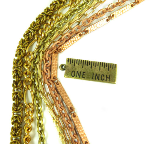 vintage masklace chain sample with ruler