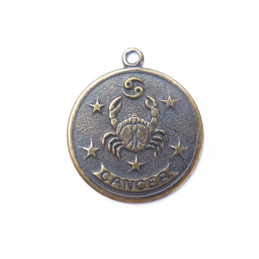 antiqued brass zodiac coin - cancer