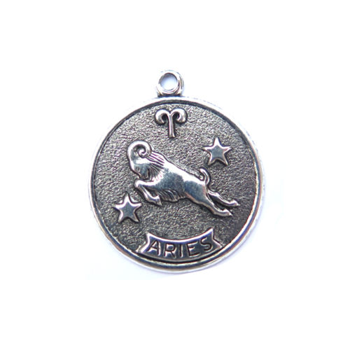 antiqued silver zodiac coin pendants