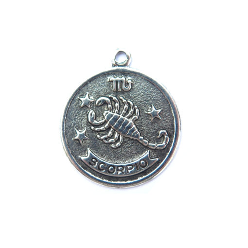 antiqued silver zodiac coin pendants