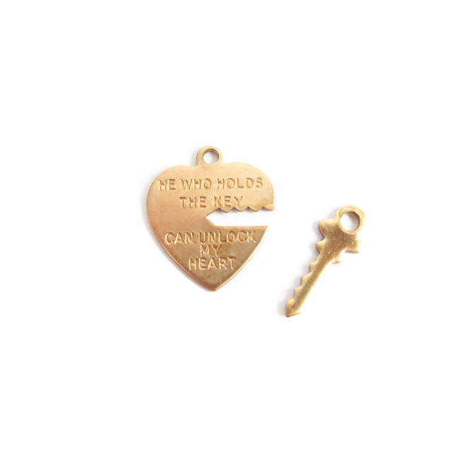 1 Sterling Silver Key to My Heart Charm Key and Love You Heart Lock Charms Set