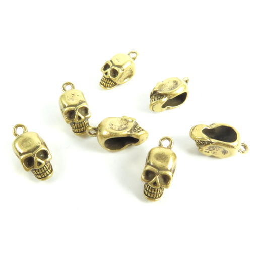 zinc antiqued gold 3d skull charms