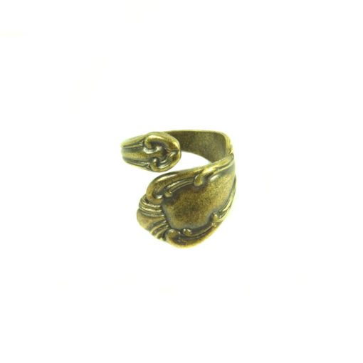 antiqued brass spoon ring