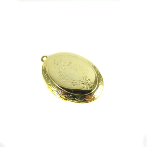 ornate etched gold plated oval locket