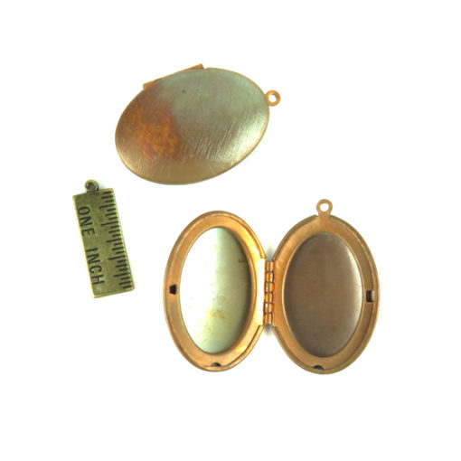 copper brass textured oval locket