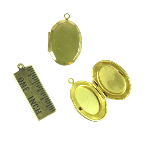 brass faceted oval locket