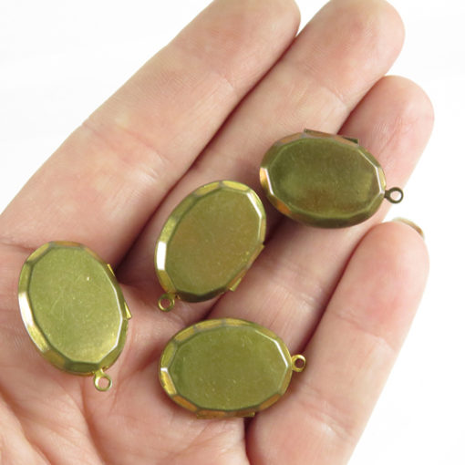 brass faceted oval locket