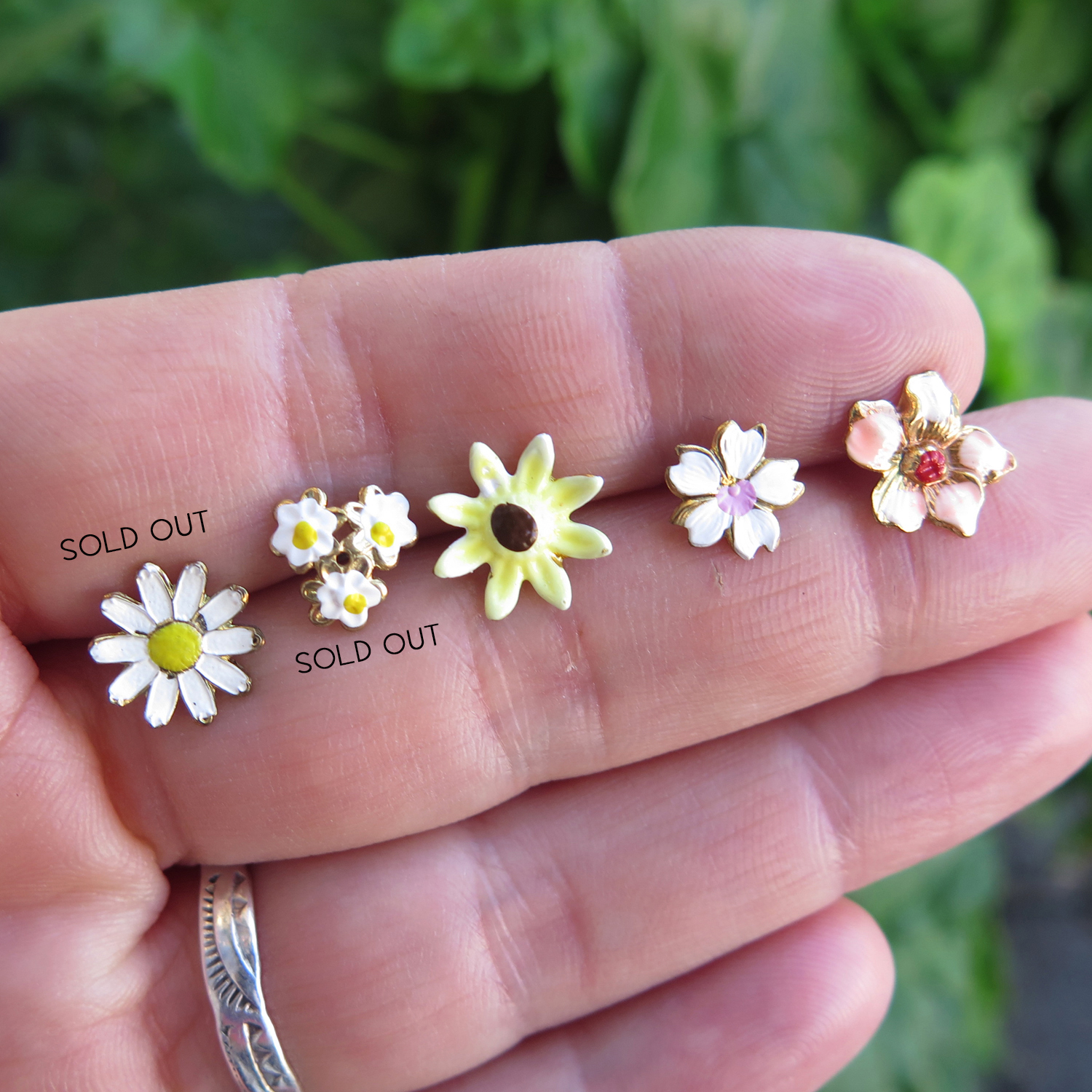3 Pair Colorful Pastel Blooms Floral Stud Earring Sets YOU CHOOSE