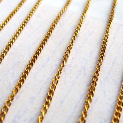 1 Meter=3.3ft Handmade Unplated Curb Chain Wholesale Raw Brass Chain with Star and CZ Charms #LK-219-RB