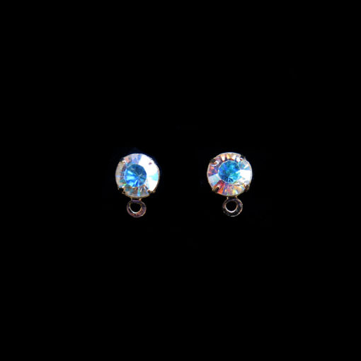 AB crystal stud earring with bail
