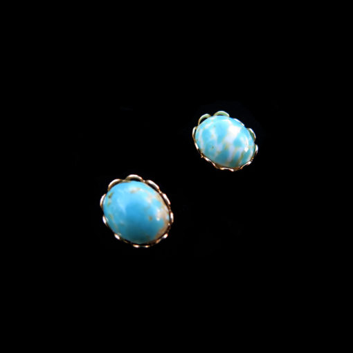blue oval stud earrings