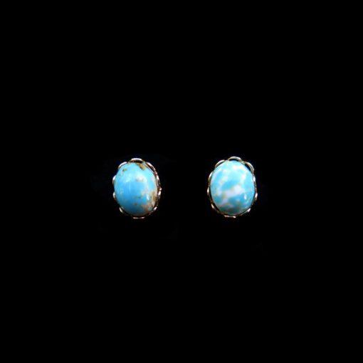 blue oval stud earrings