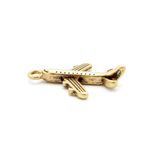 airplane charm - antiqued gold - 1