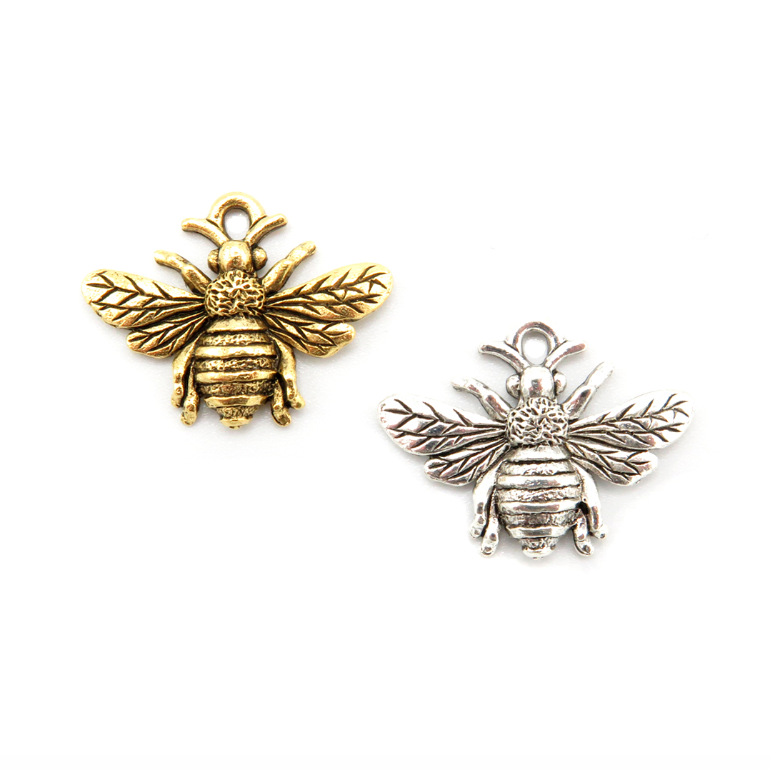 5 Enamel Honey Bee Charms, Bumblebee Charm –