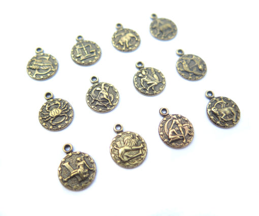 tiny zodiac - antiqued brass