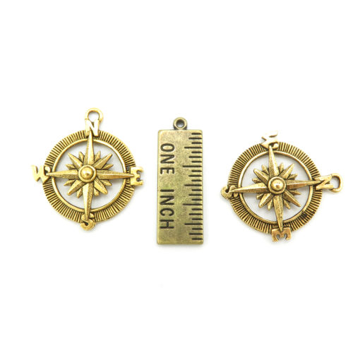 compass charm - antiqued gold