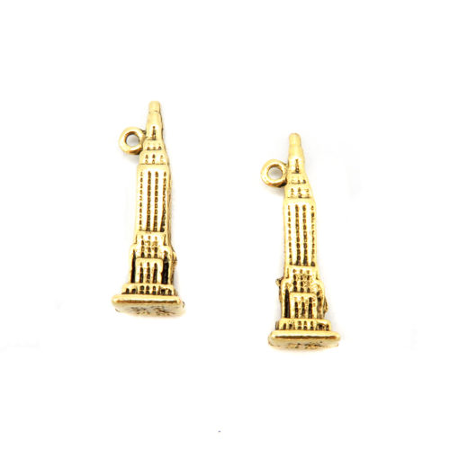 empire state building charm - antiqued gold