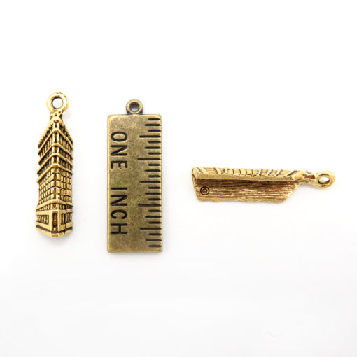 flat iron building charm - antiqued gold