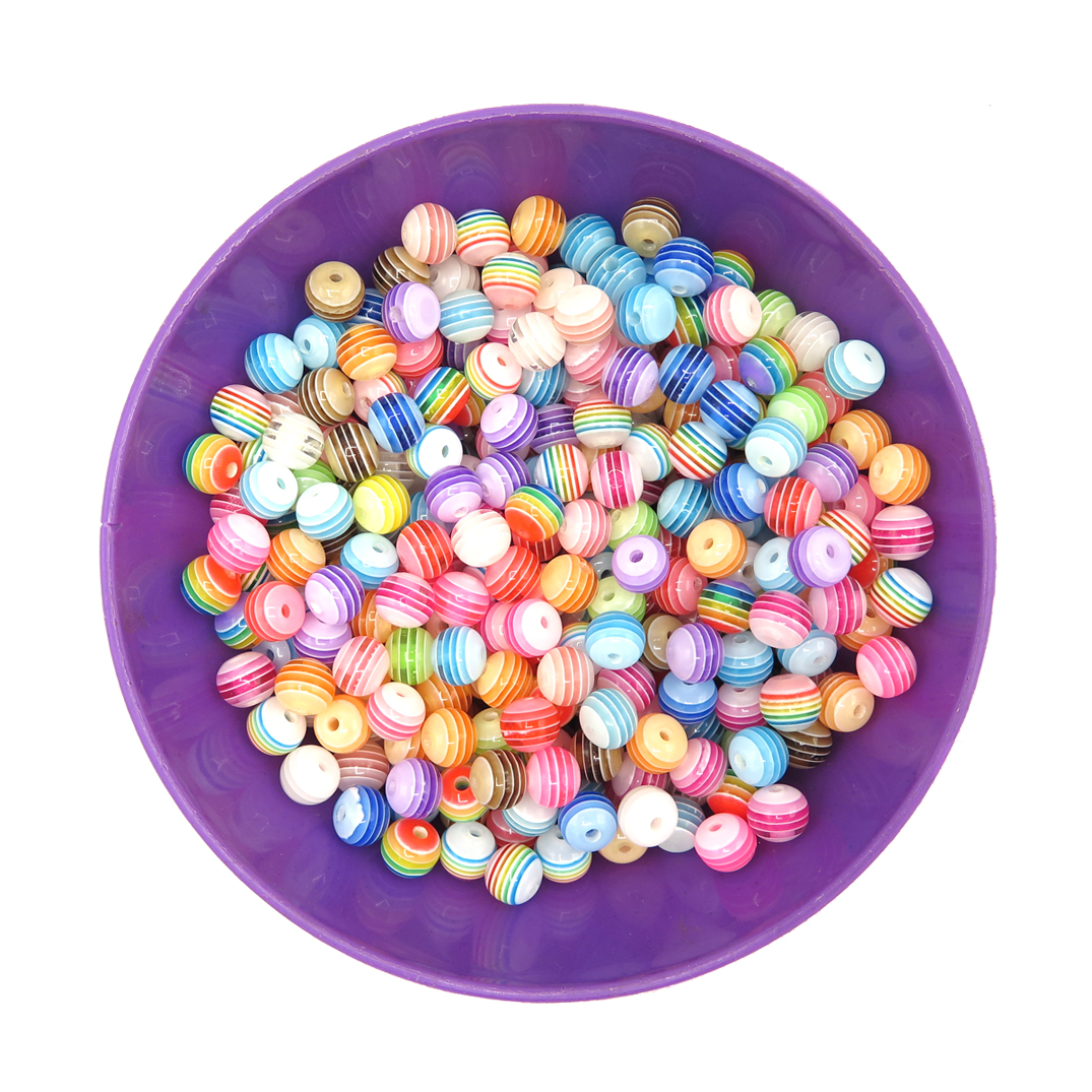 160pc 8 Color 12mm Round with Polka Dot Opaque Resin Beads Colorful Loose  Spacer