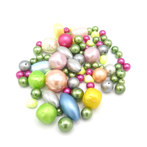 Faux pearlized plastic bead mix