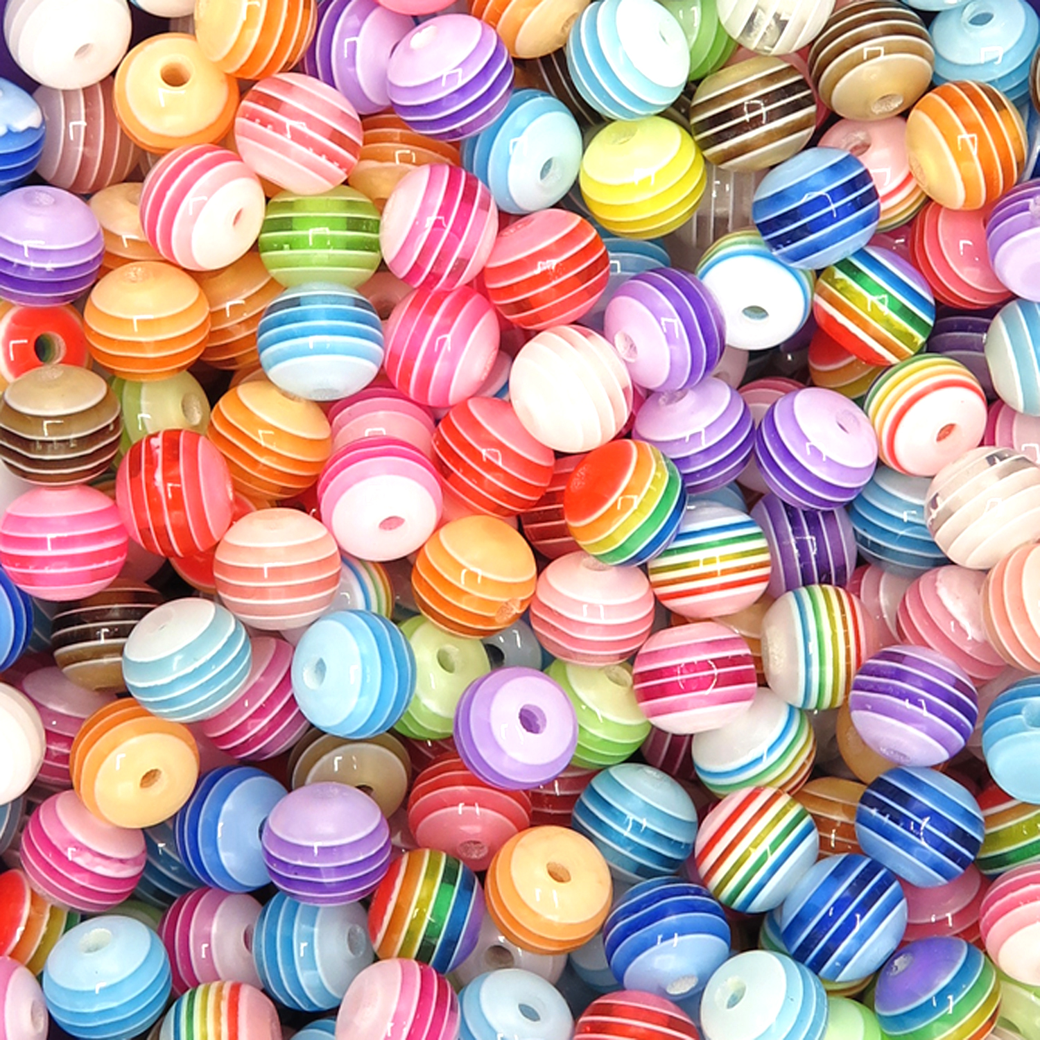Rainbow Striped Beads for Bracelet, Rainbow Beads, Assorted Beads, Plastic  Beads, Round Striped Beads, Colorful Beads, Candy Beads