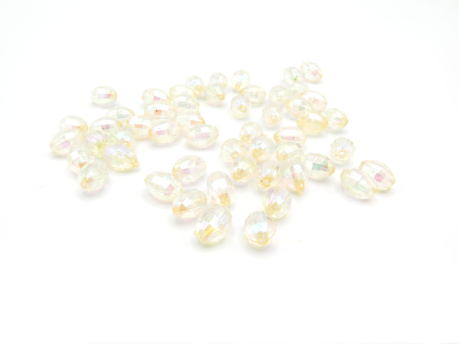 Clear Iridescent Football Shaped Disco Beads