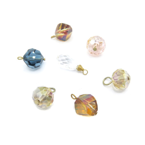 large earth and jeweled toned swarovski crystal charms