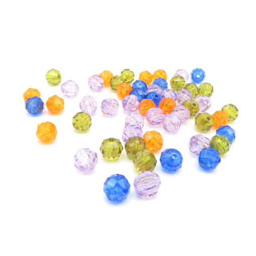 plastic faceted colored beads