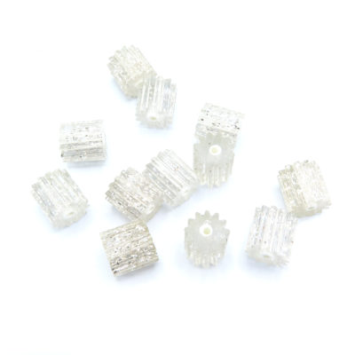 cylinder cog shaped clear glitter beads -