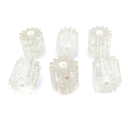 cylinder cog shaped clear glitter beads -
