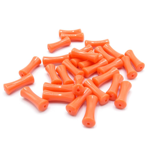 orange:coral bone shaped cylinder bead