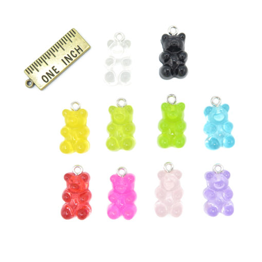 Colorful Lot of Transparent Resin Gummy Bear Charms