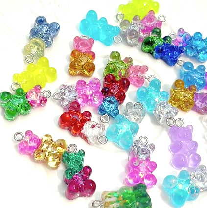 100 Cute Gummy Bear Resin Gummy Bear Charms For DIY Jewelry