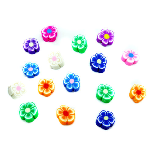 multicolor flower polymer clay bead