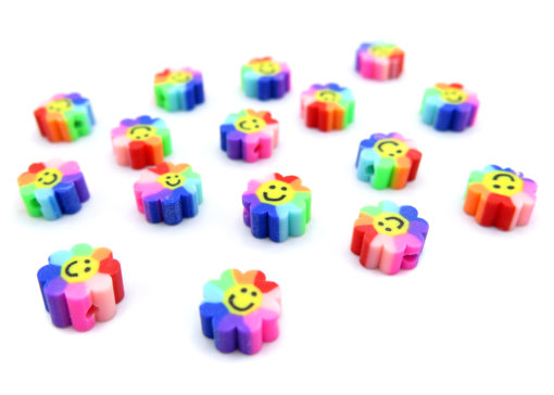 rainbow smiley polymer clay bead