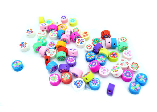 retro floral polymer clay beads